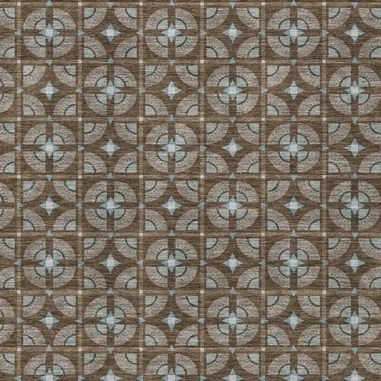 Chocolate And Brown Geometric Washable Indoor Outdoor Area Rug Photo 3