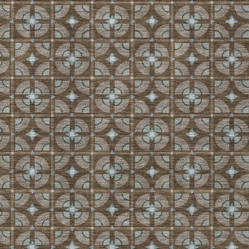 Chocolate And Brown Geometric Washable Indoor Outdoor Area Rug Photo 3