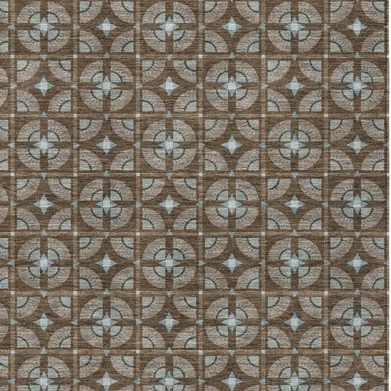 Chocolate And Brown Geometric Washable Indoor Outdoor Area Rug Photo 3