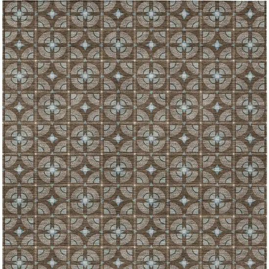Chocolate And Brown Geometric Washable Indoor Outdoor Area Rug Photo 4