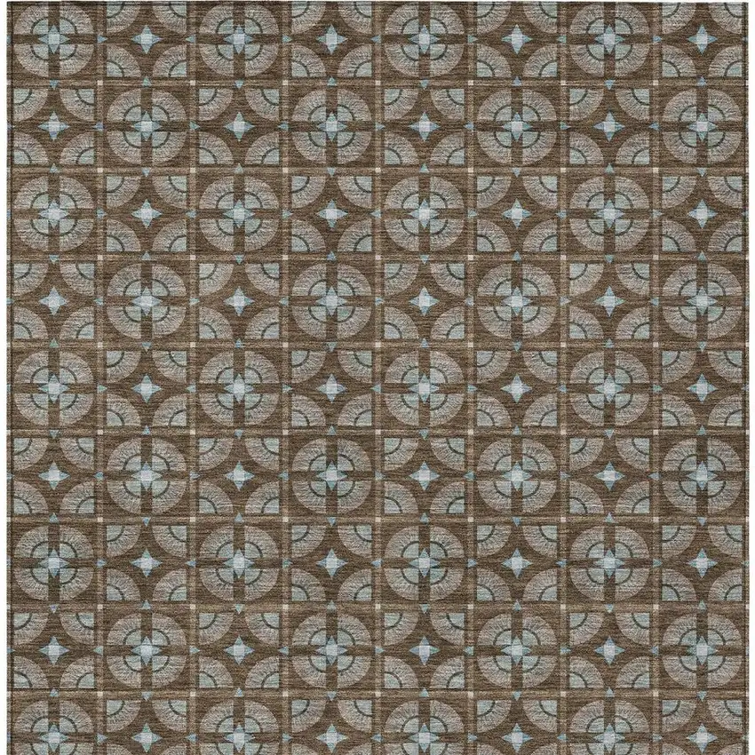 Chocolate And Brown Geometric Washable Indoor Outdoor Area Rug Photo 4
