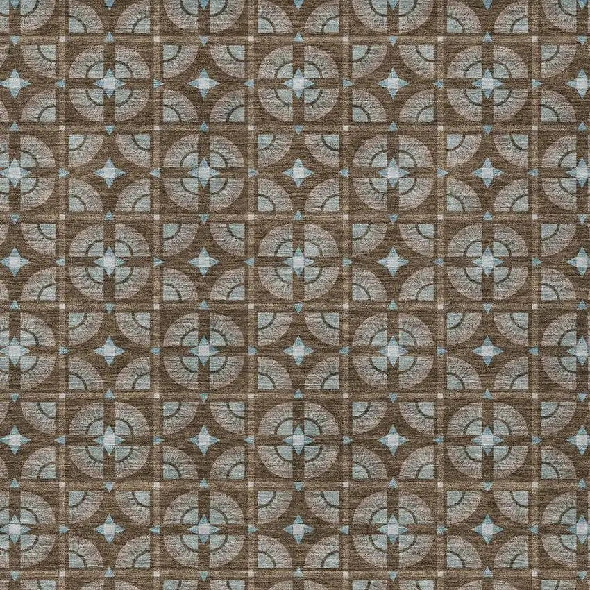 Chocolate And Brown Geometric Washable Indoor Outdoor Area Rug Photo 3