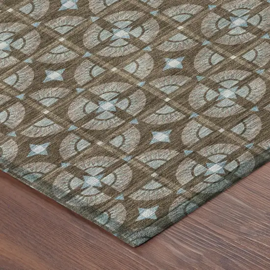 Chocolate And Brown Geometric Washable Indoor Outdoor Area Rug Photo 5