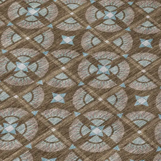 Chocolate And Brown Geometric Washable Indoor Outdoor Area Rug Photo 6