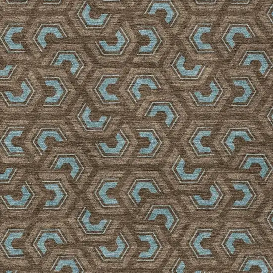 Chocolate And Brown Geometric Washable Indoor Outdoor Area Rug Photo 3