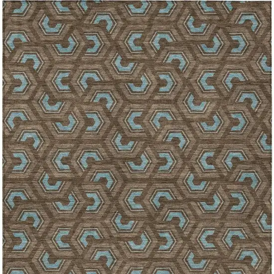 Chocolate And Brown Geometric Washable Indoor Outdoor Area Rug Photo 4