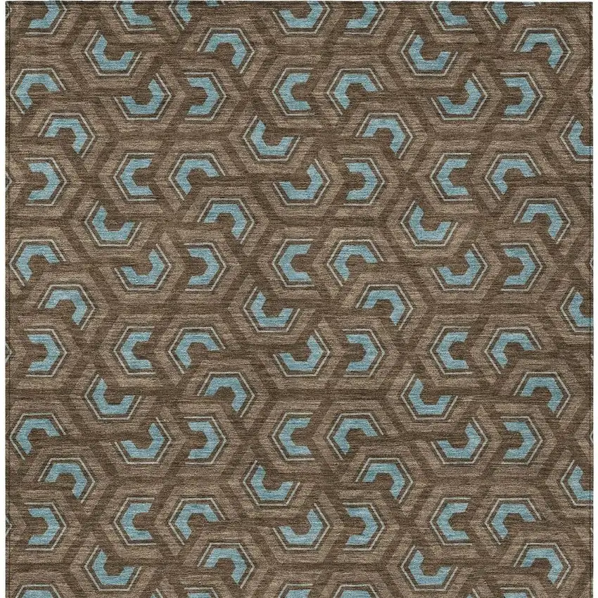 Chocolate And Brown Geometric Washable Indoor Outdoor Area Rug Photo 4