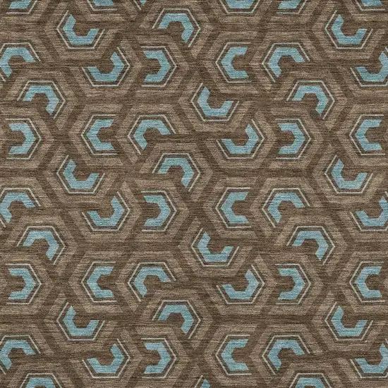 Chocolate And Brown Geometric Washable Indoor Outdoor Area Rug Photo 3