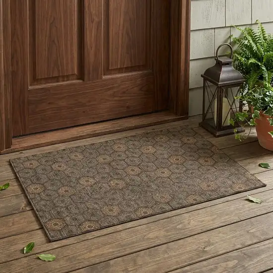 Chocolate And Brown Geometric Washable Indoor Outdoor Area Rug Photo 1
