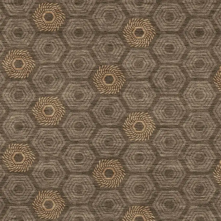Chocolate And Brown Geometric Washable Indoor Outdoor Area Rug Photo 3
