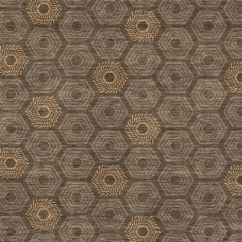 Chocolate And Brown Geometric Washable Indoor Outdoor Area Rug Photo 3