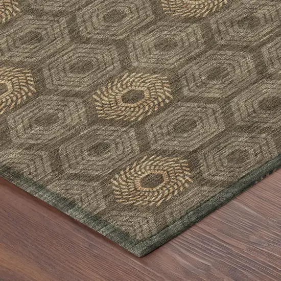 Chocolate And Brown Geometric Washable Indoor Outdoor Area Rug Photo 5