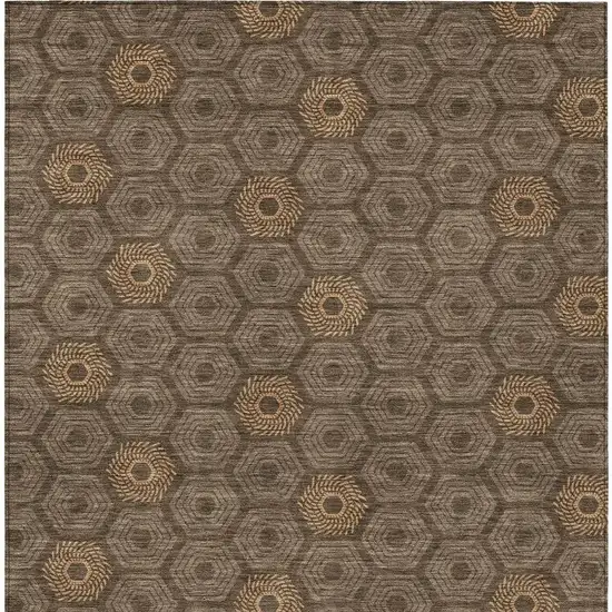 Chocolate And Brown Geometric Washable Indoor Outdoor Area Rug Photo 4