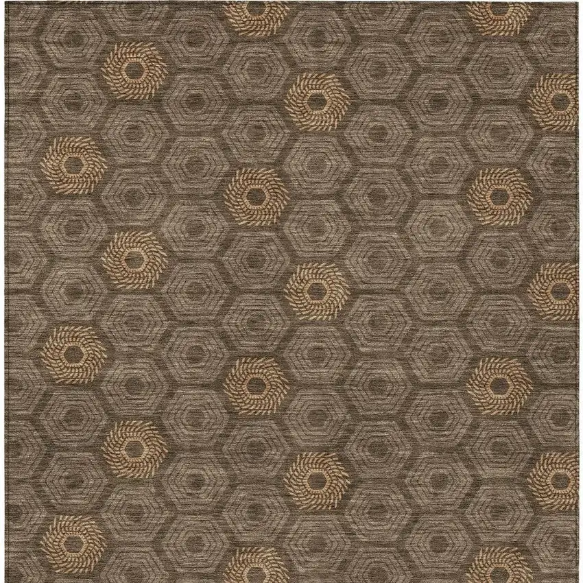 Chocolate And Brown Geometric Washable Indoor Outdoor Area Rug Photo 4