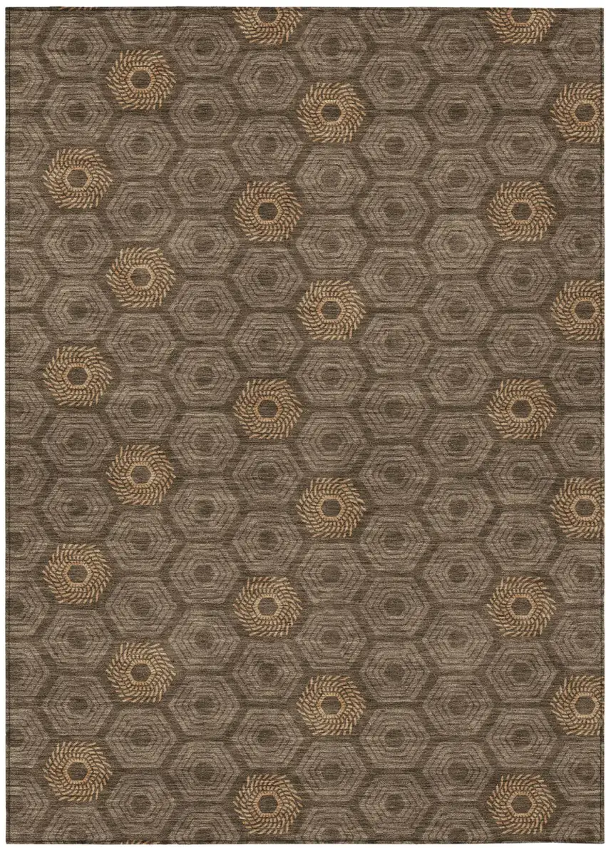 Chocolate And Brown Geometric Washable Indoor Outdoor Area Rug Photo 2
