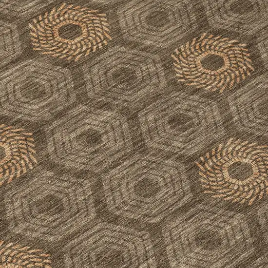 Chocolate And Brown Geometric Washable Indoor Outdoor Area Rug Photo 6
