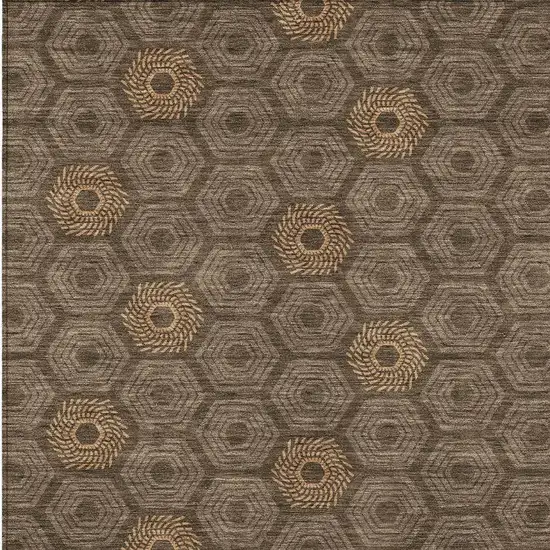 Chocolate And Brown Geometric Washable Indoor Outdoor Area Rug Photo 3