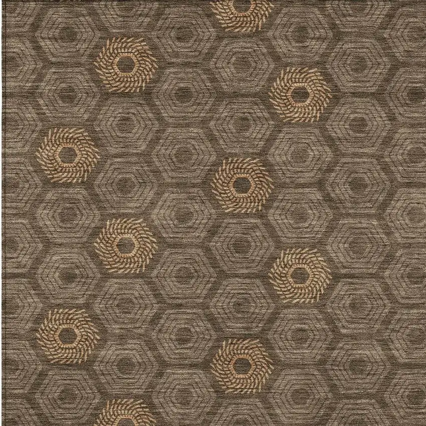 Chocolate And Brown Geometric Washable Indoor Outdoor Area Rug Photo 3