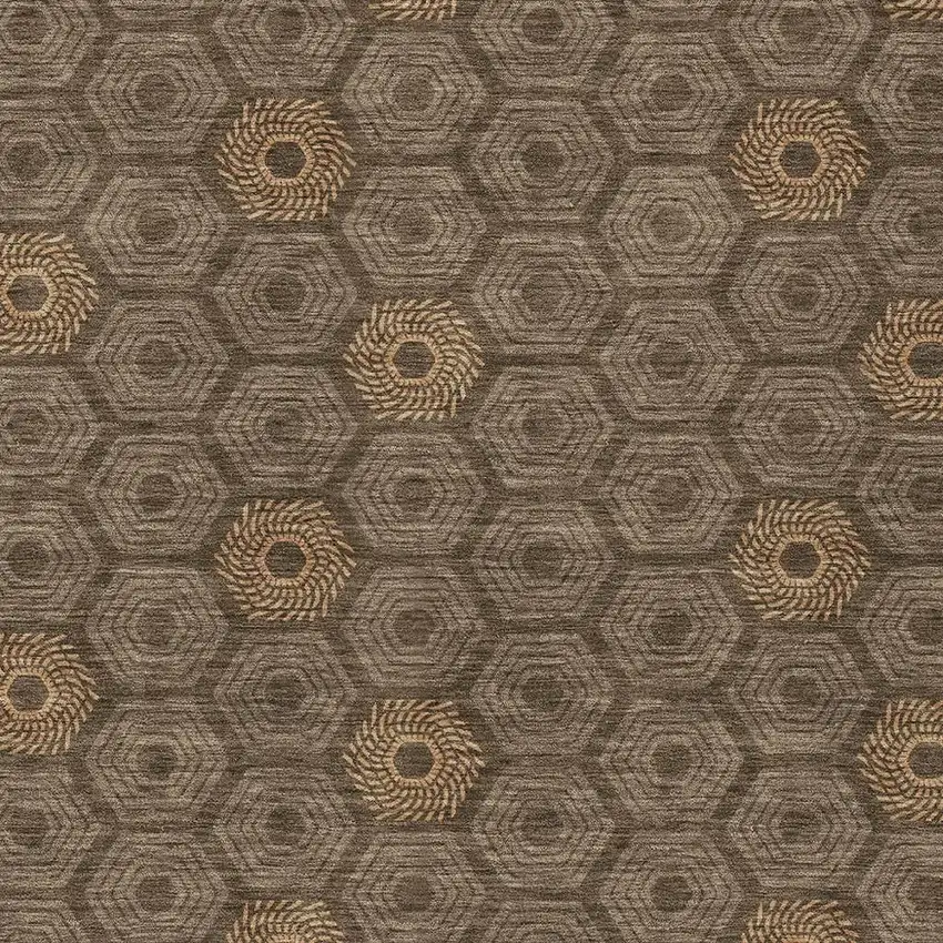 Chocolate And Brown Geometric Washable Indoor Outdoor Area Rug Photo 3