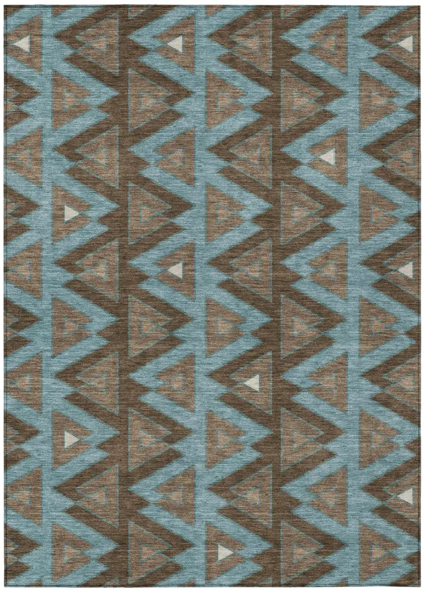 Chocolate And Brown Geometric Washable Indoor Outdoor Area Rug Photo 2