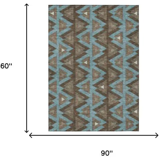 Chocolate And Brown Geometric Washable Indoor Outdoor Area Rug Photo 7
