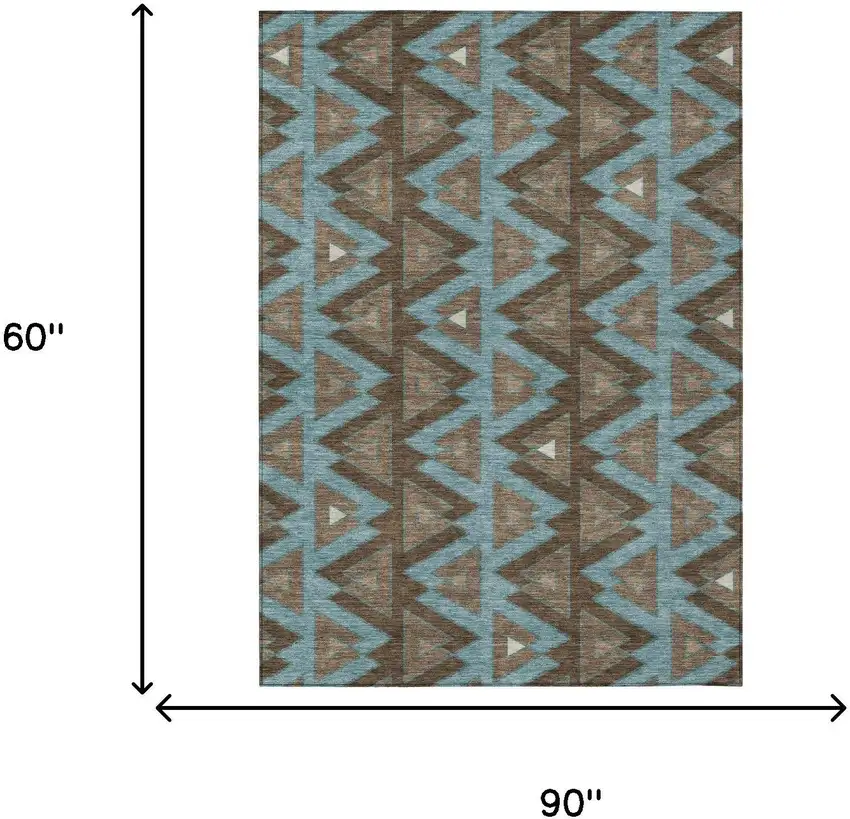 Chocolate And Brown Geometric Washable Indoor Outdoor Area Rug Photo 7