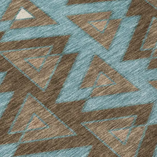 Chocolate And Brown Geometric Washable Indoor Outdoor Area Rug Photo 6