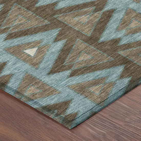 Chocolate And Brown Geometric Washable Indoor Outdoor Area Rug Photo 5