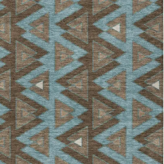 Chocolate And Brown Geometric Washable Indoor Outdoor Area Rug Photo 3