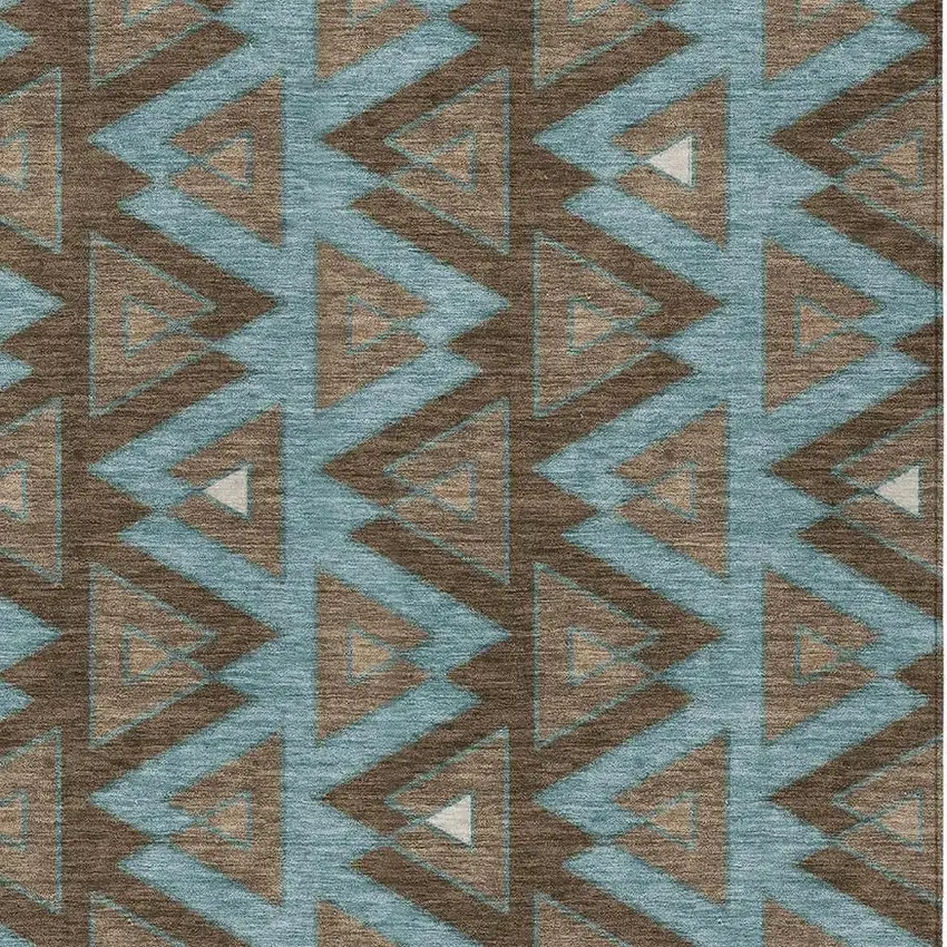 Chocolate And Brown Geometric Washable Indoor Outdoor Area Rug Photo 3