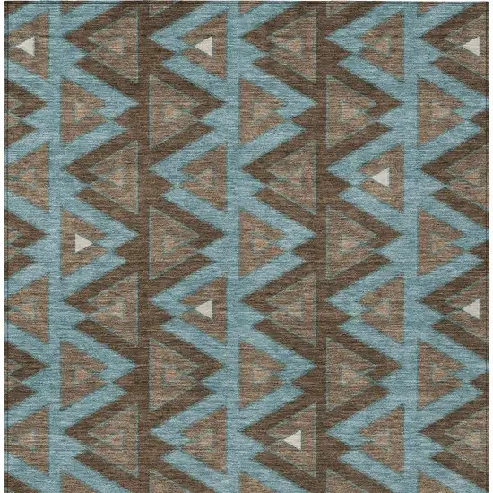 Chocolate And Brown Geometric Washable Indoor Outdoor Area Rug Photo 4