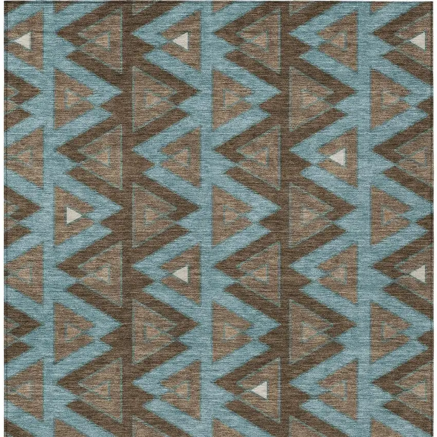 Chocolate And Brown Geometric Washable Indoor Outdoor Area Rug Photo 4