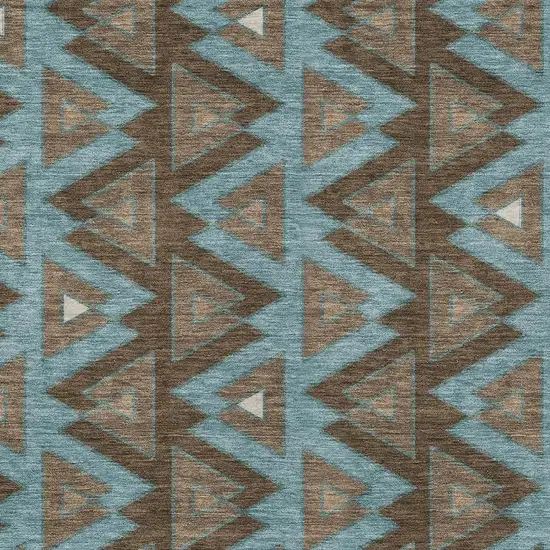 Chocolate And Brown Geometric Washable Indoor Outdoor Area Rug Photo 3