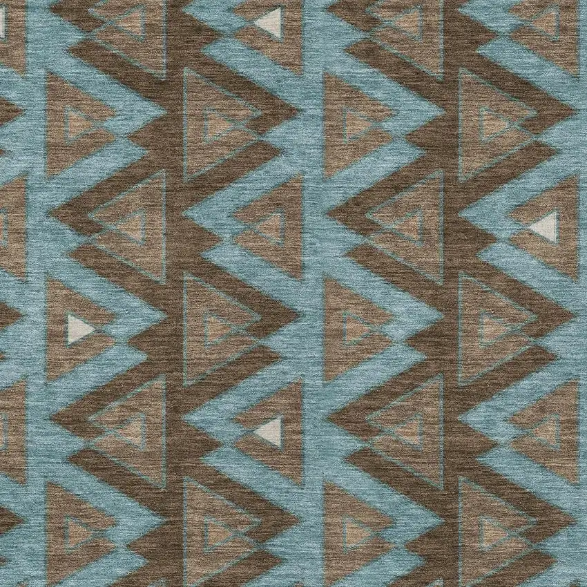 Chocolate And Brown Geometric Washable Indoor Outdoor Area Rug Photo 3