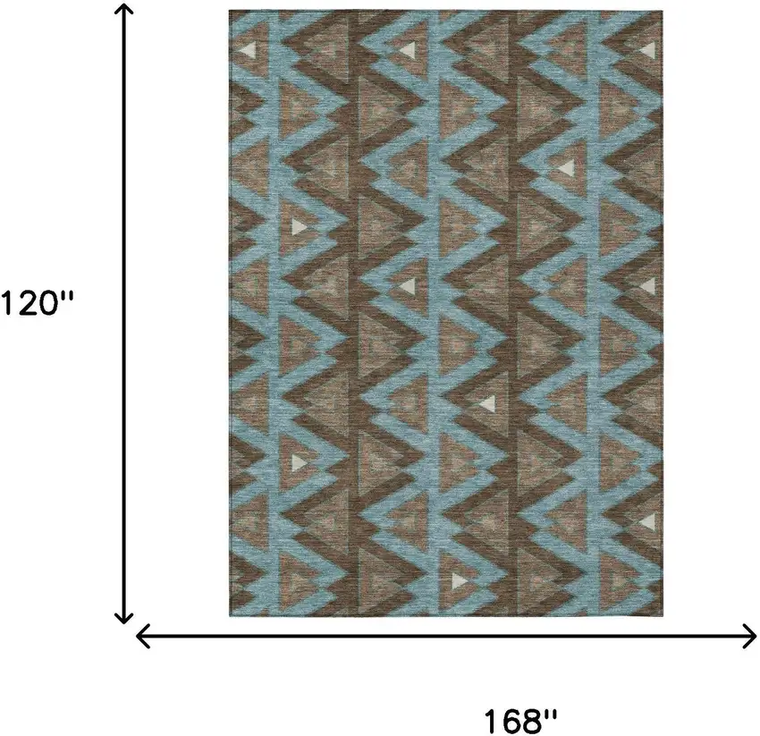 Chocolate And Brown Geometric Washable Indoor Outdoor Area Rug Photo 7