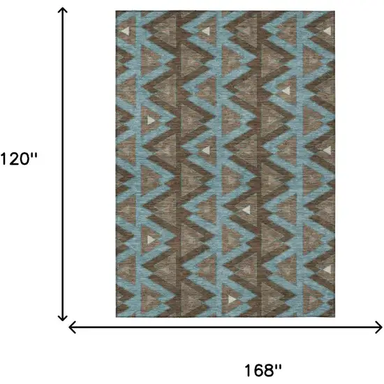 Chocolate And Brown Geometric Washable Indoor Outdoor Area Rug Photo 7