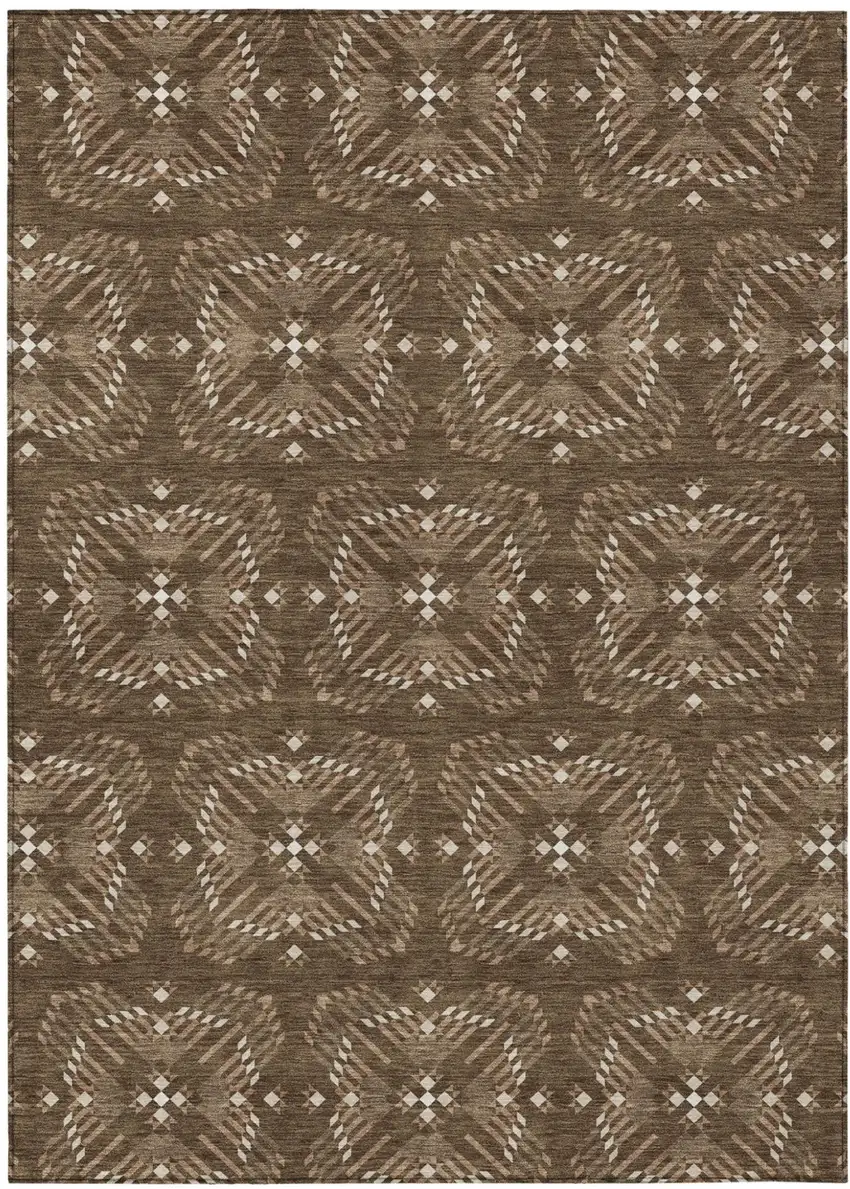 Chocolate And Brown Geometric Washable Indoor Outdoor Area Rug Photo 2