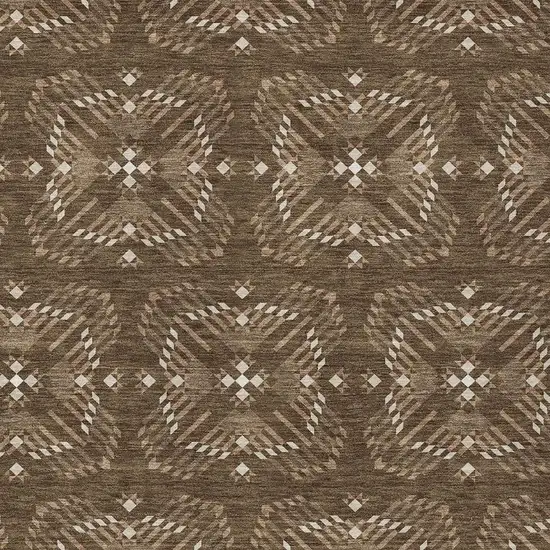 Chocolate And Brown Geometric Washable Indoor Outdoor Area Rug Photo 3