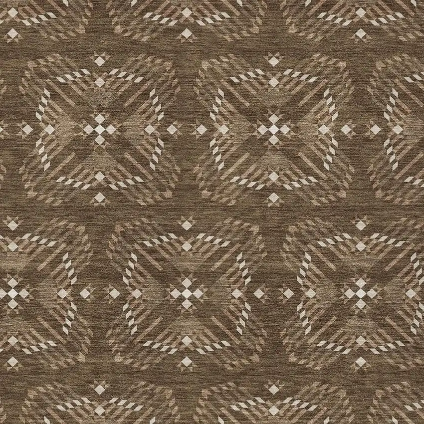 Chocolate And Brown Geometric Washable Indoor Outdoor Area Rug Photo 3