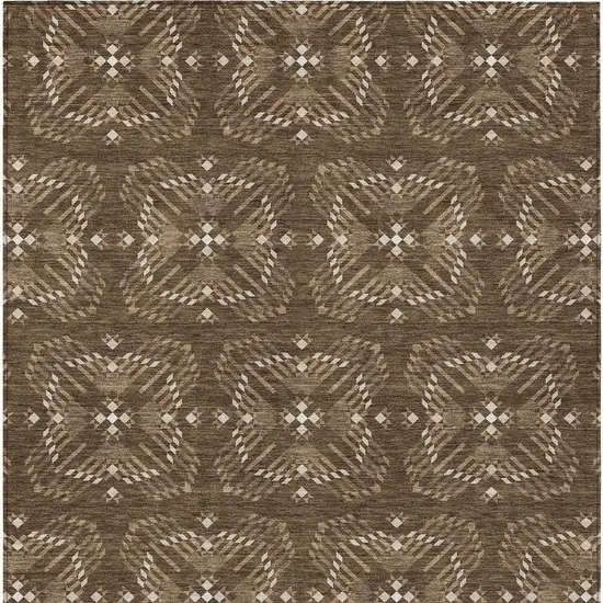 Chocolate And Brown Geometric Washable Indoor Outdoor Area Rug Photo 4