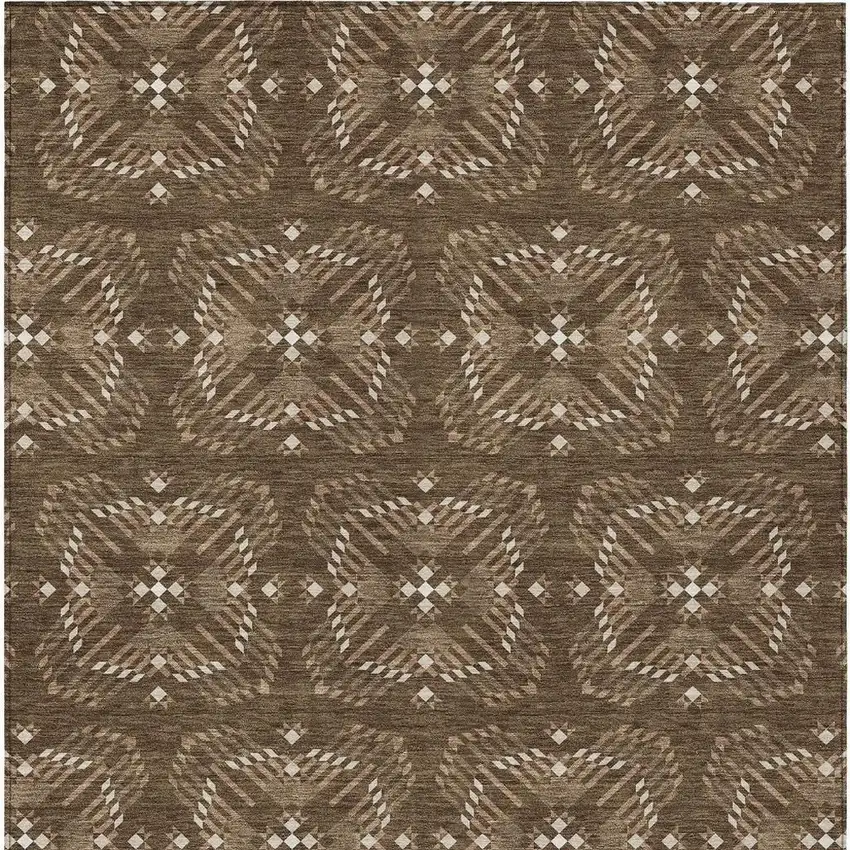 Chocolate And Brown Geometric Washable Indoor Outdoor Area Rug Photo 4