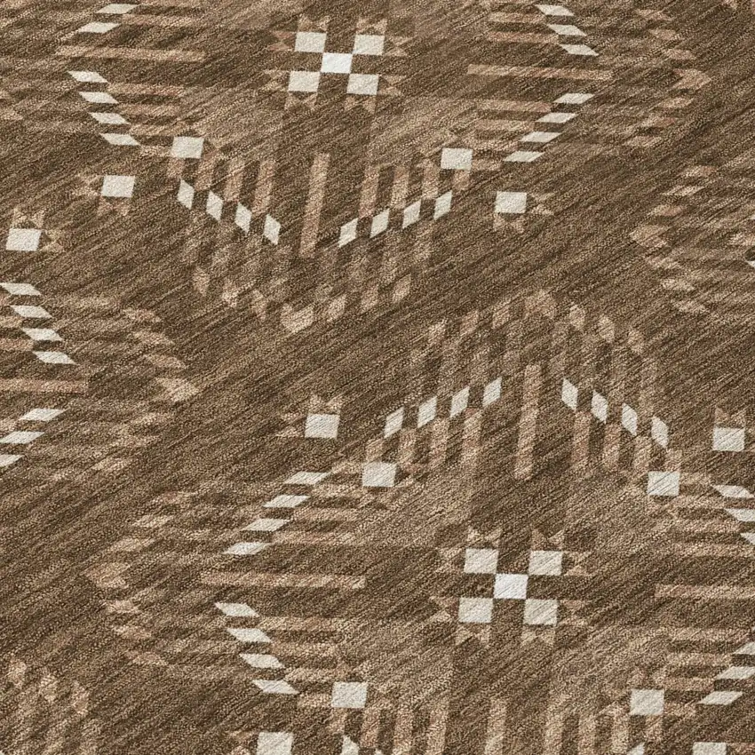 Chocolate And Brown Geometric Washable Indoor Outdoor Area Rug Photo 6