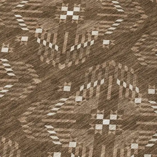 Chocolate And Brown Geometric Washable Indoor Outdoor Area Rug Photo 6