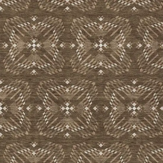 Chocolate And Brown Geometric Washable Indoor Outdoor Area Rug Photo 3