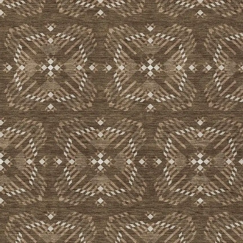 Chocolate And Brown Geometric Washable Indoor Outdoor Area Rug Photo 3