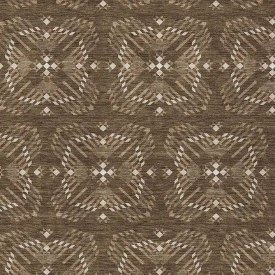 Chocolate And Brown Geometric Washable Indoor Outdoor Area Rug Photo 3