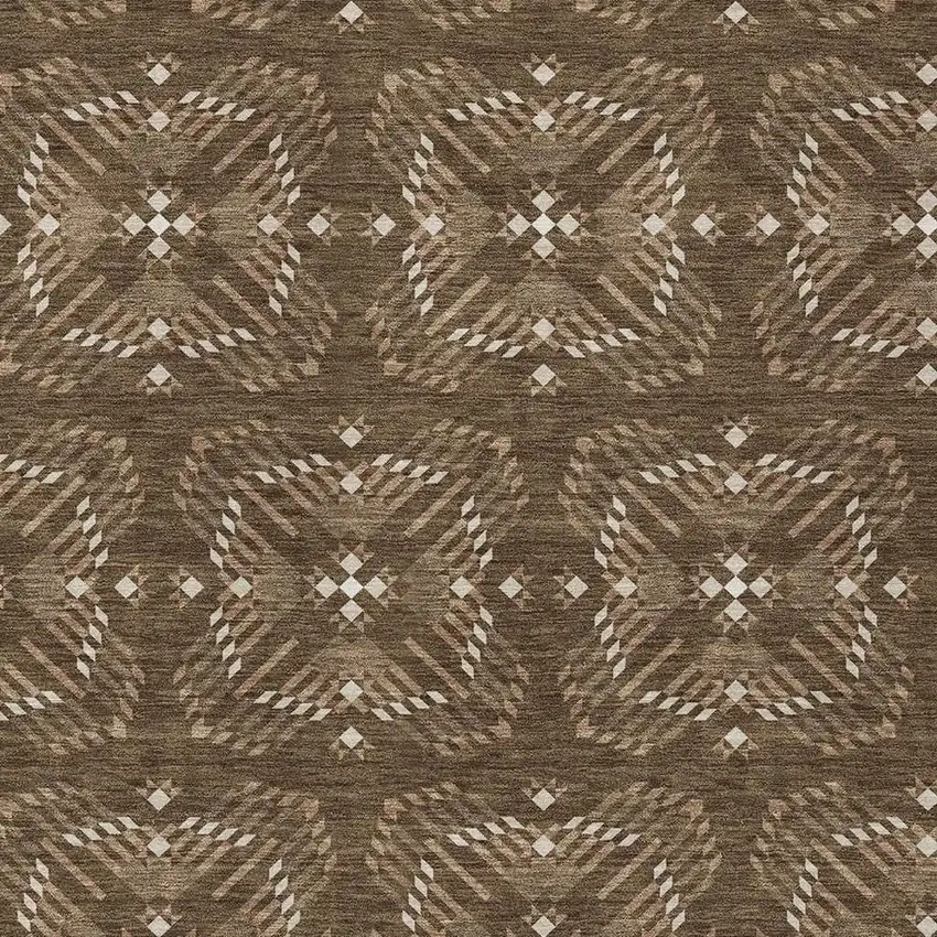 Chocolate And Brown Geometric Washable Indoor Outdoor Area Rug Photo 3