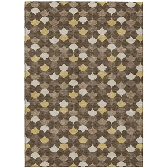 Chocolate And Brown Geometric Washable Indoor Outdoor Area Rug Photo 3