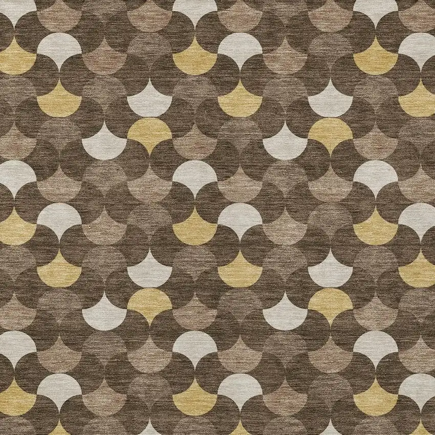 Chocolate And Brown Geometric Washable Indoor Outdoor Area Rug Photo 4