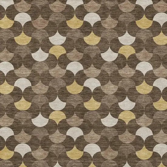 Chocolate And Brown Geometric Washable Indoor Outdoor Area Rug Photo 4
